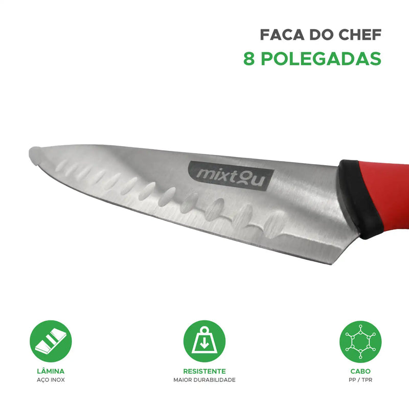 Faca Santoku Chef 8" – Aço Inoxidável Premium | Churrasco & Sushi